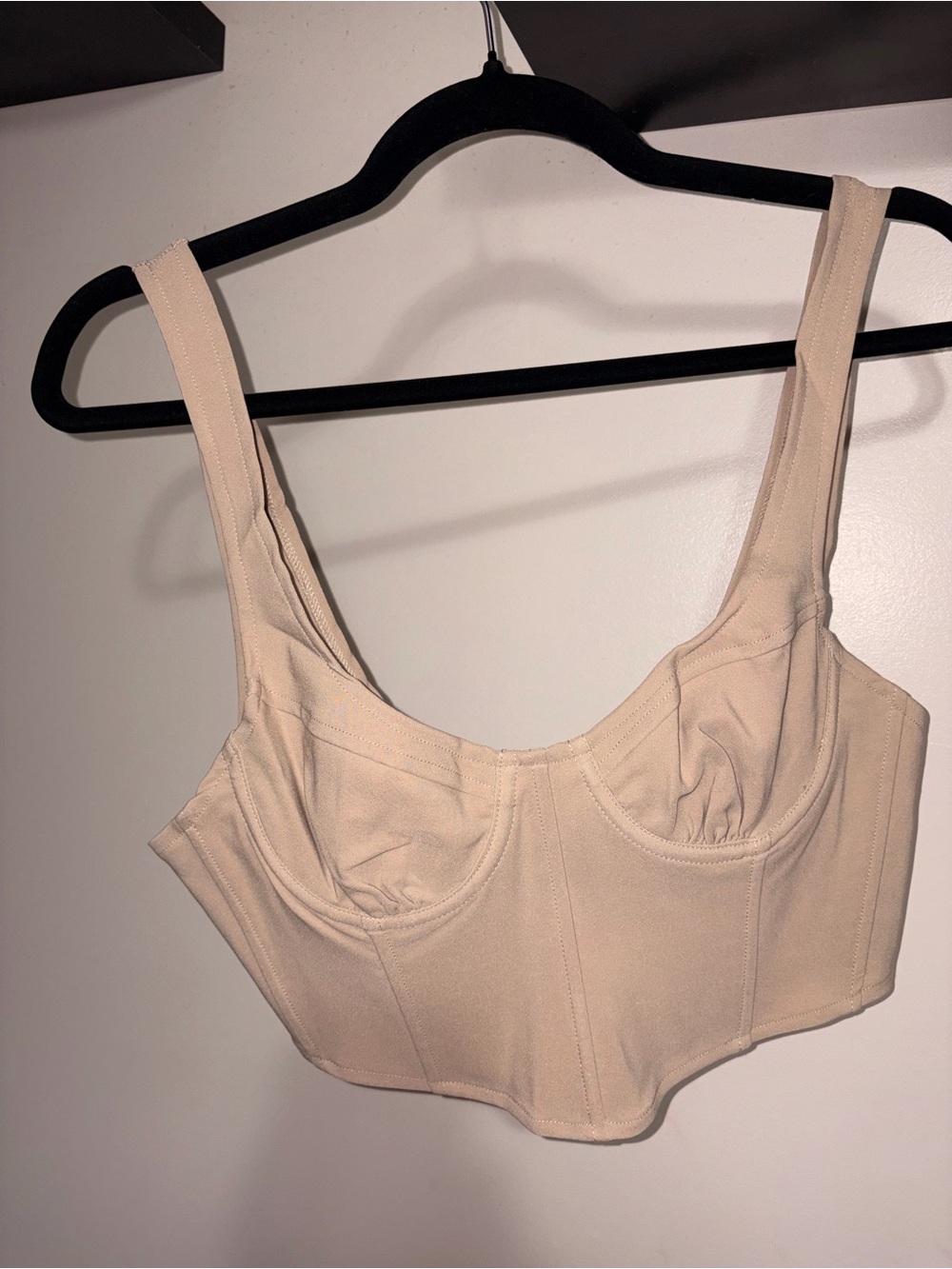 Beige Grey Bandit Corset Crop Top.